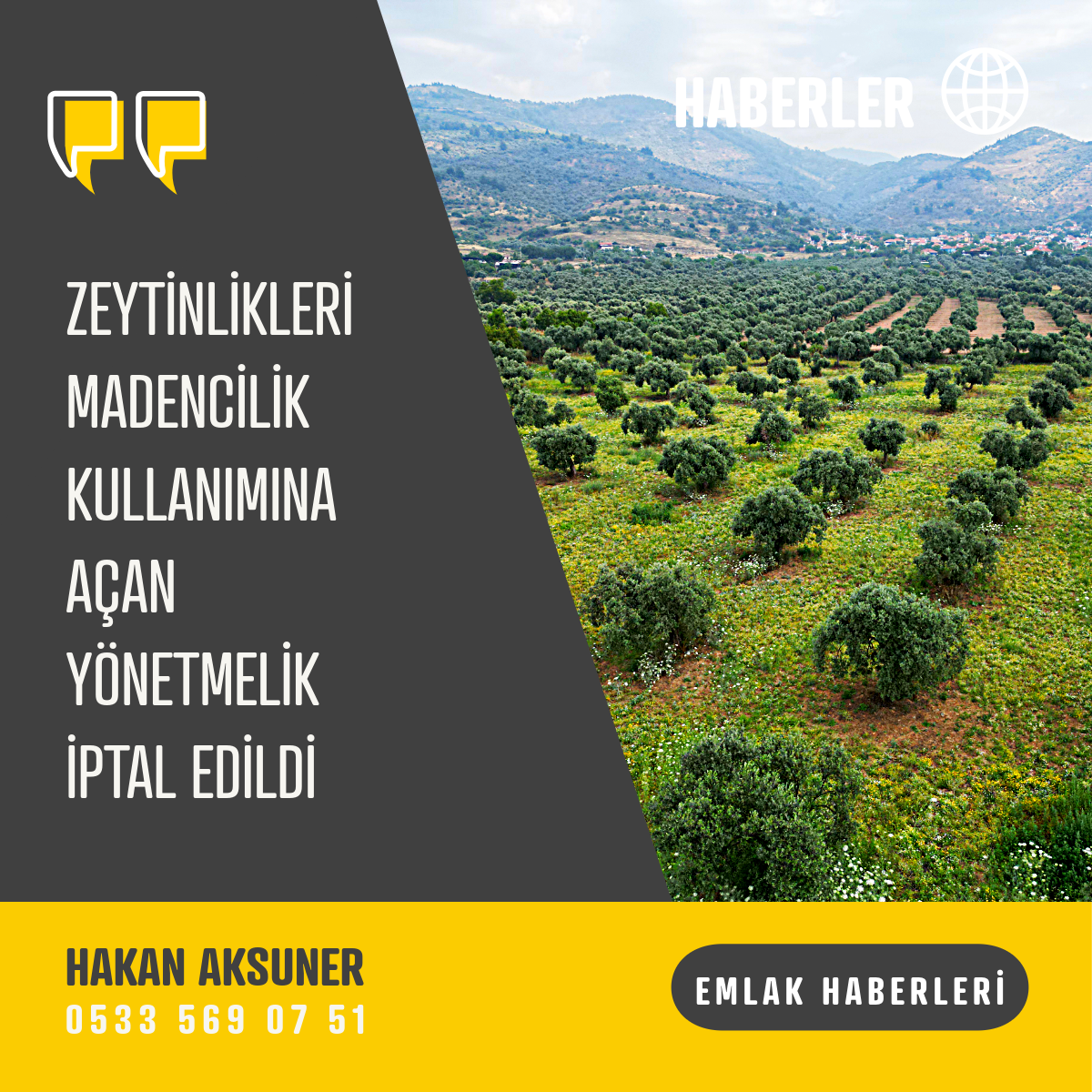 ZEYTİNLİKLERİ MADENCİLİK KULLANIMINA AÇAN YÖNETMELİK İPTAL EDİLDİ